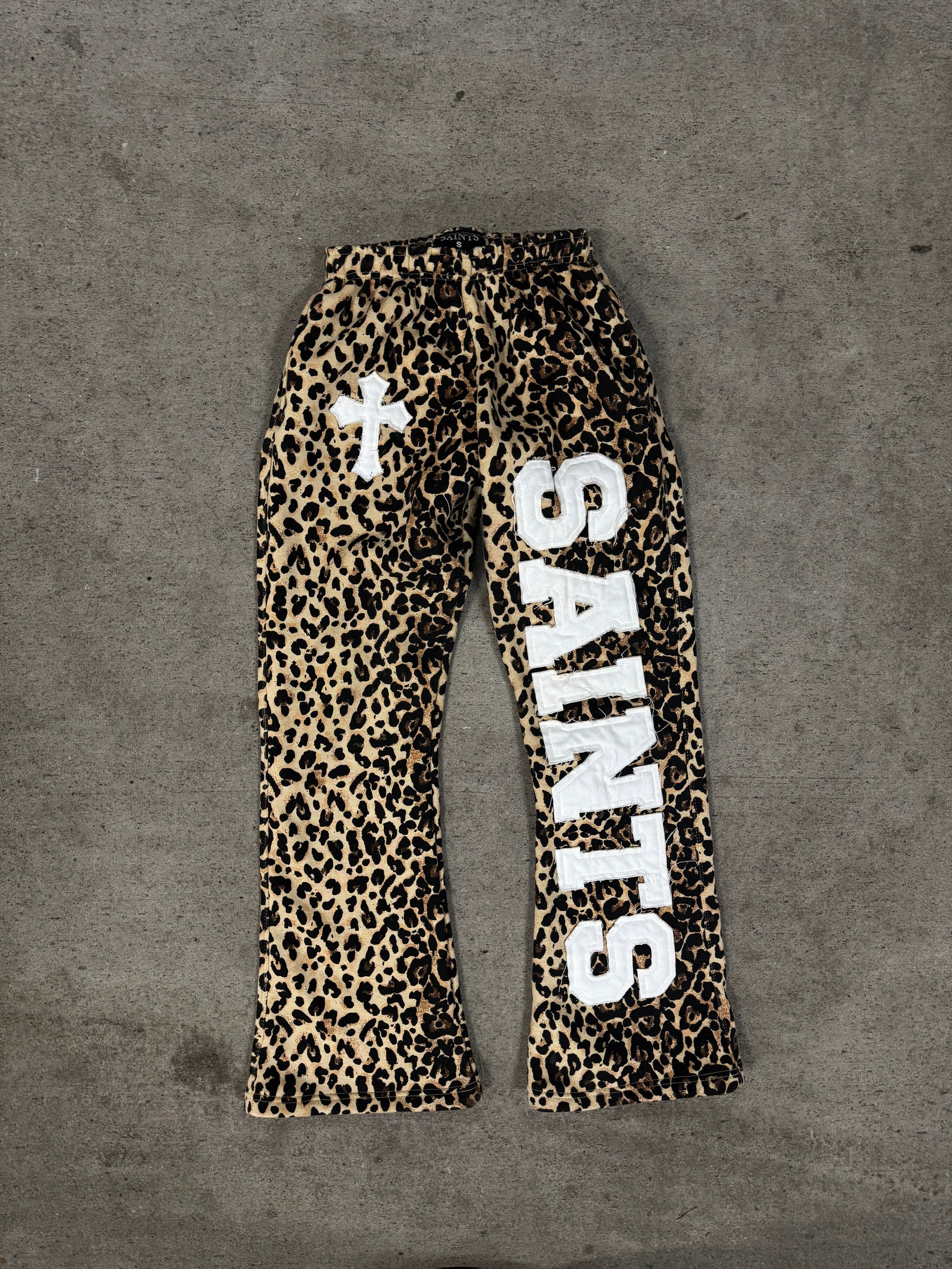 Cheetah Print “SAINTS” Flared Sweats