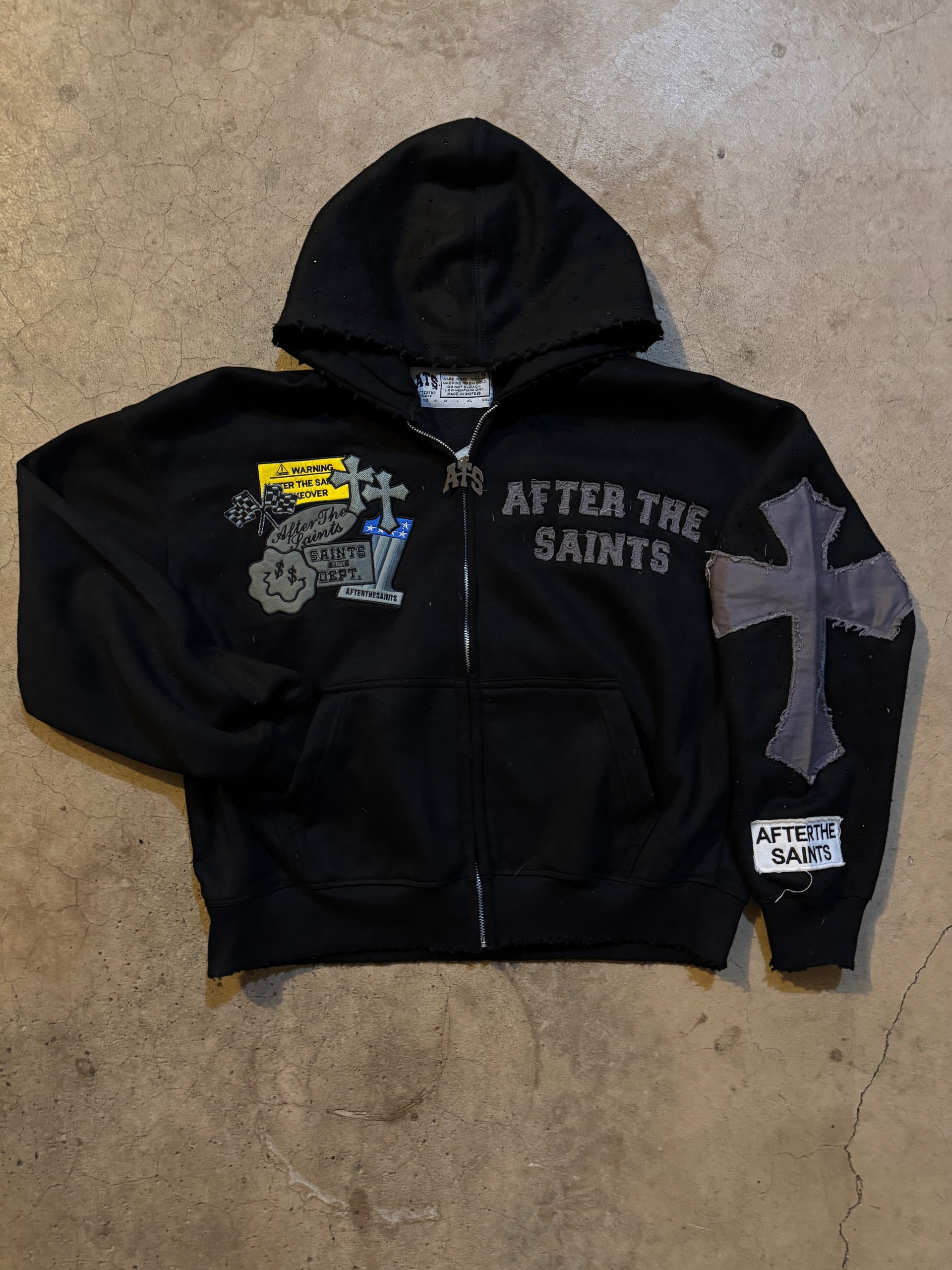 PATCHWORK BLACK SAINT ZIP UP