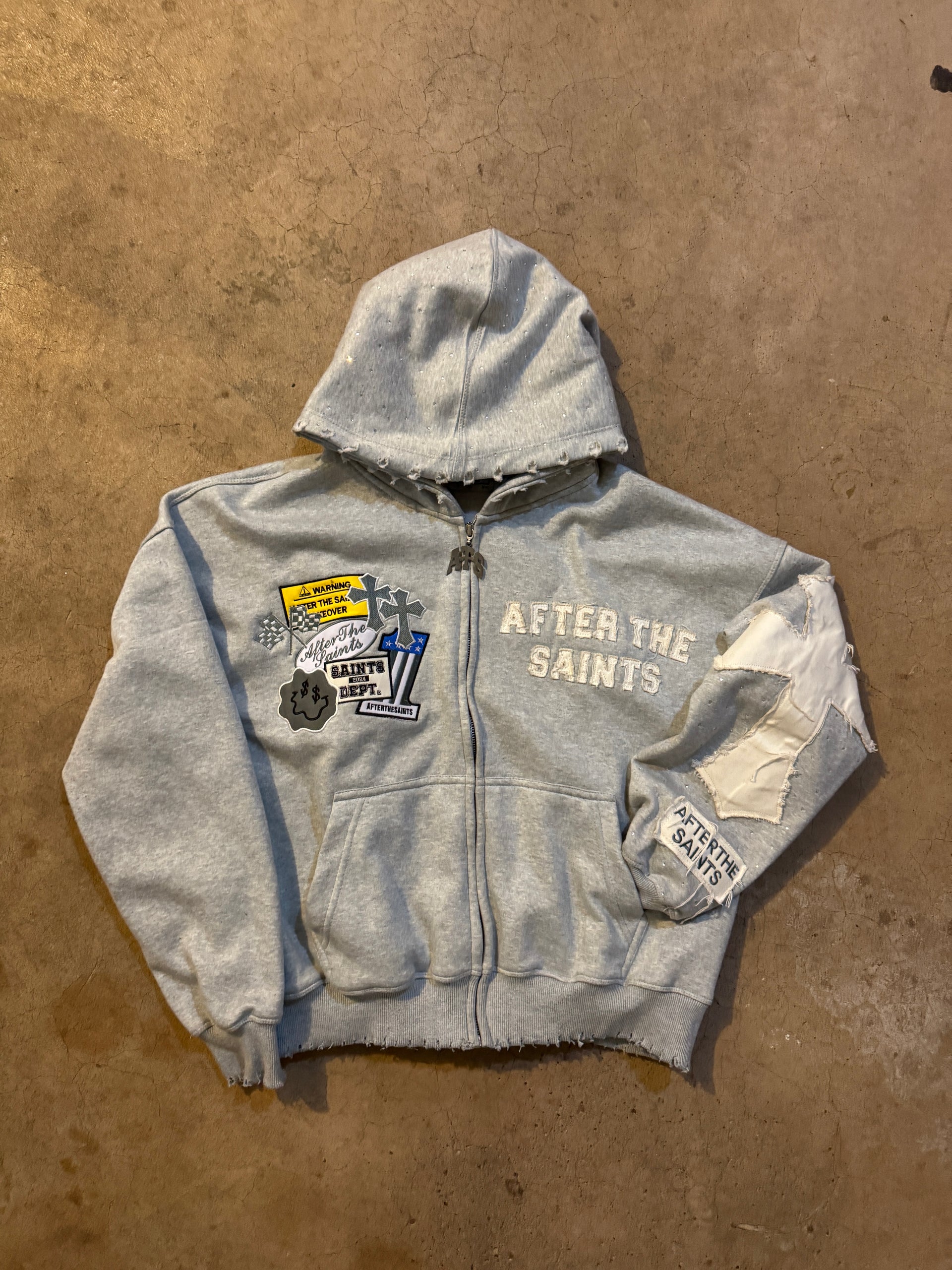 PATCHWORK GREY HOODIE