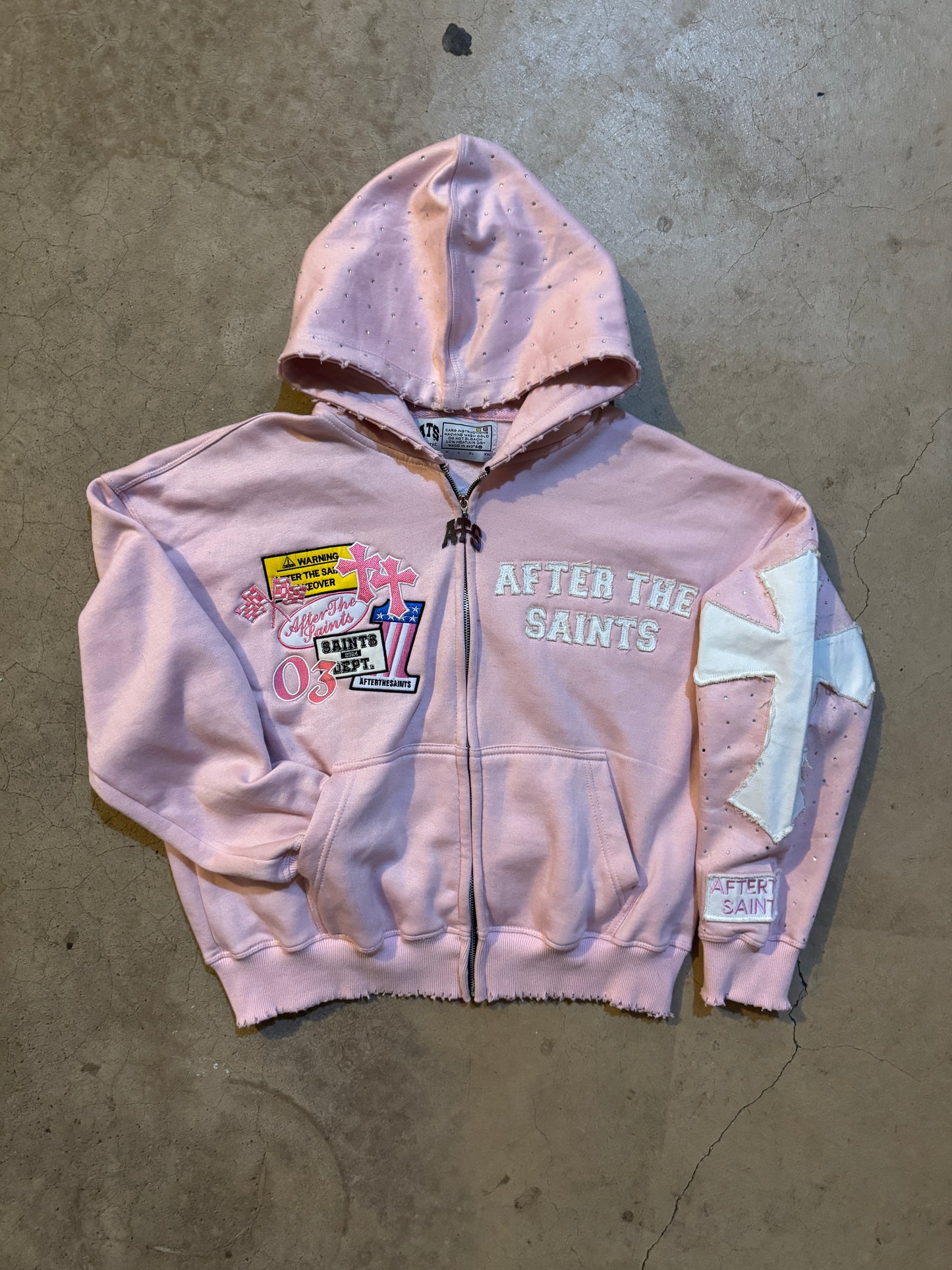 PATCHWORK PINK SAINTS ZIP UP