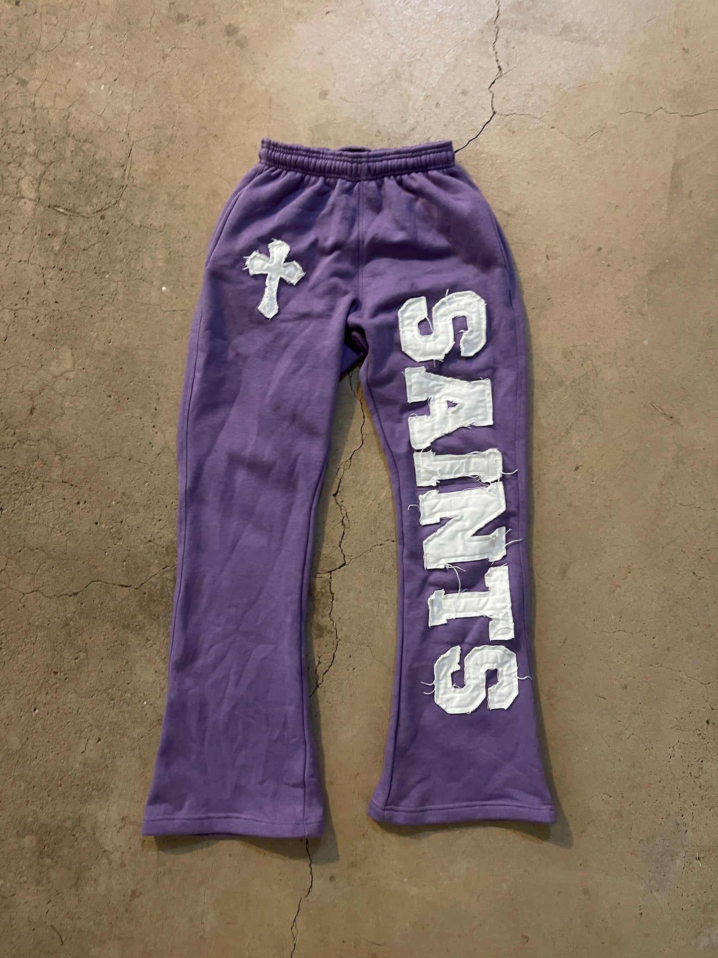 PURPLE “SAINTS” FLARED SWEATPANTS