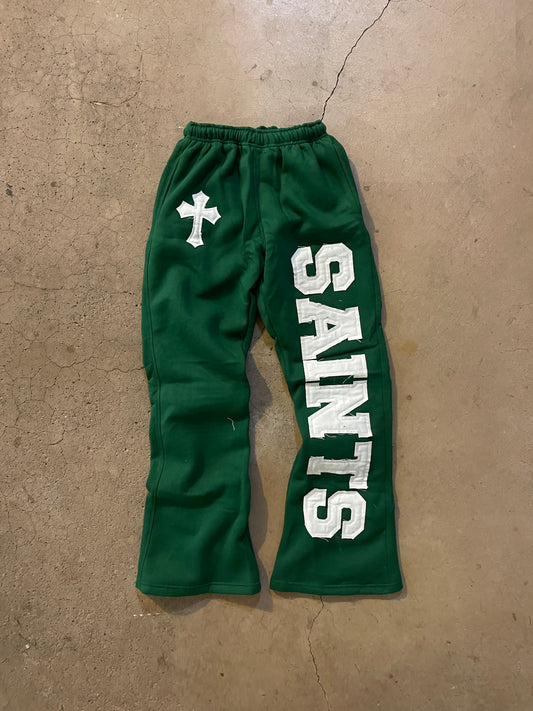 GREEN “SAINTS” FLARED SWEATPANTS