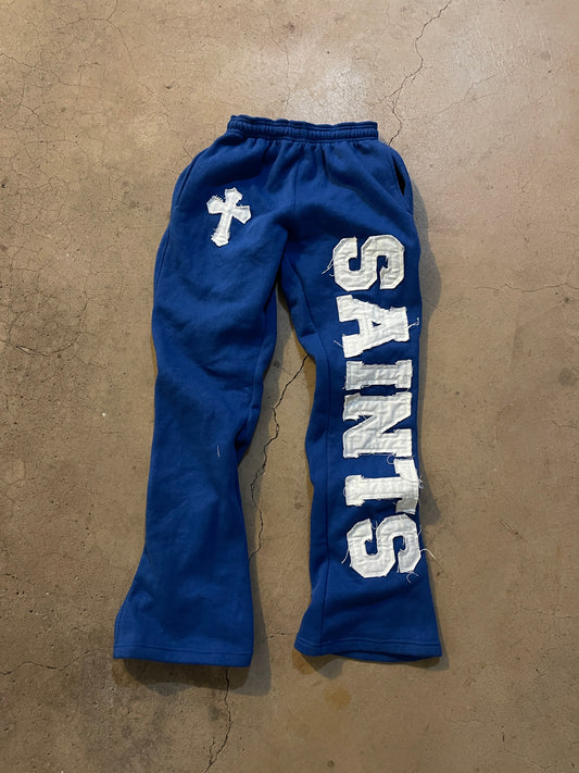 BLUE "SAINTS" FLARED SWEATS