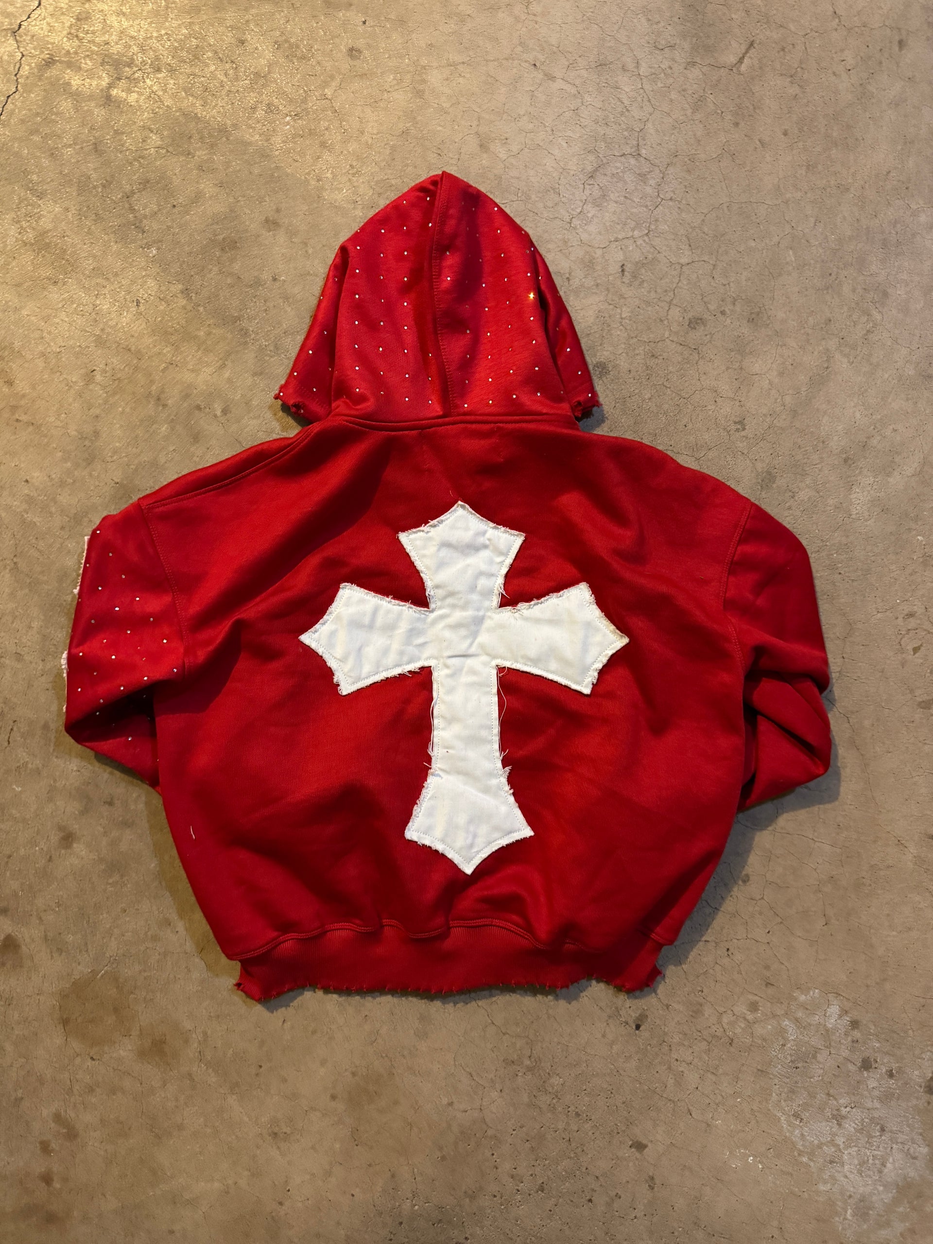 PATCHWORK RED ZIP UP