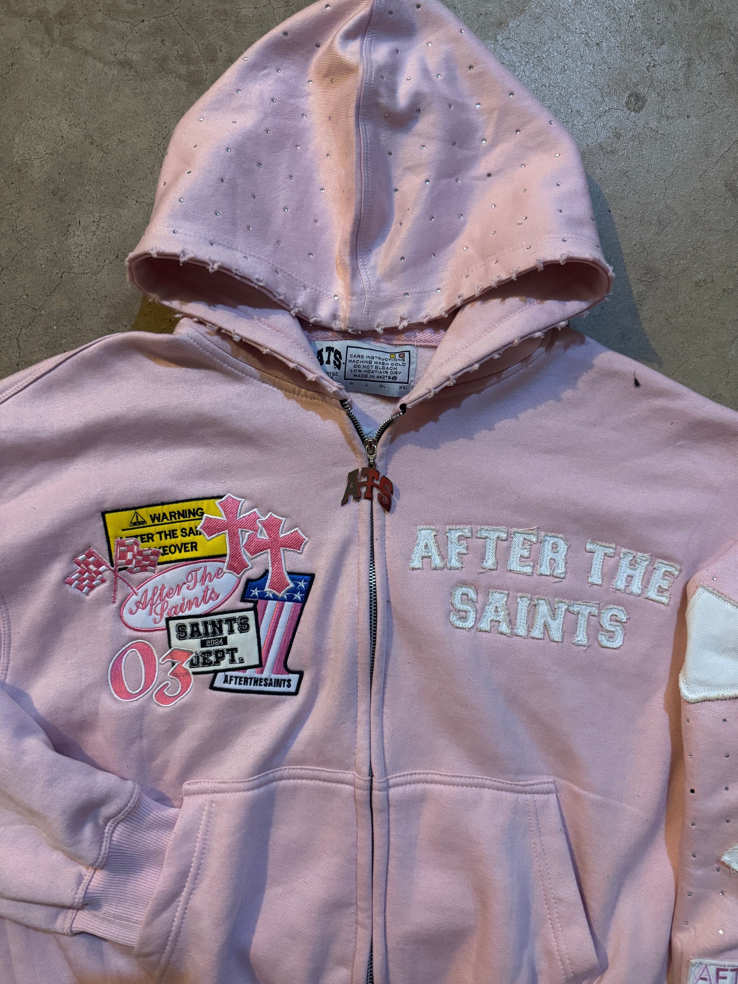 PATCHWORK PINK SAINTS ZIP UP