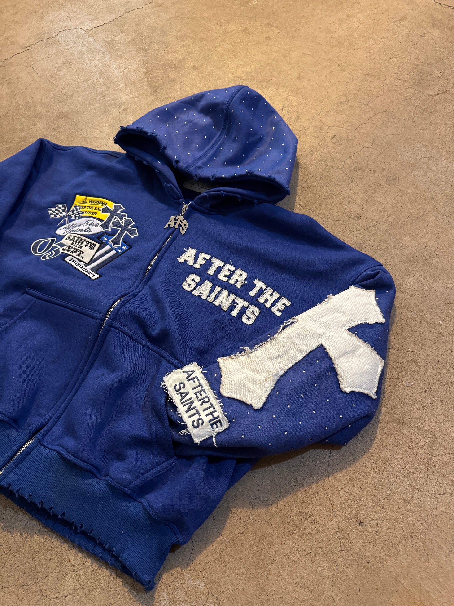 PATCHWORK BLUE ZIP UP