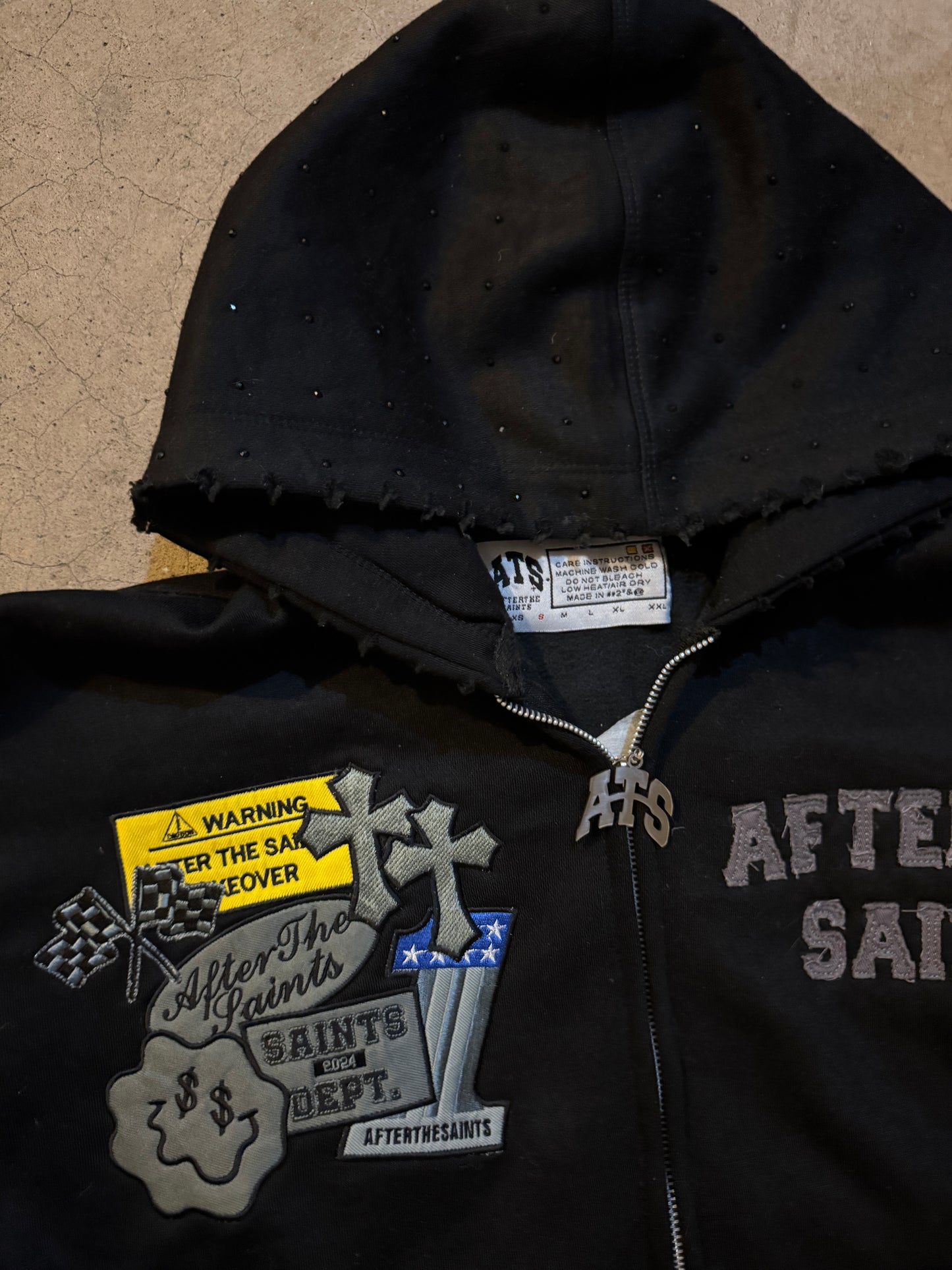 PATCHWORK BLACK SAINTS ZIP UP