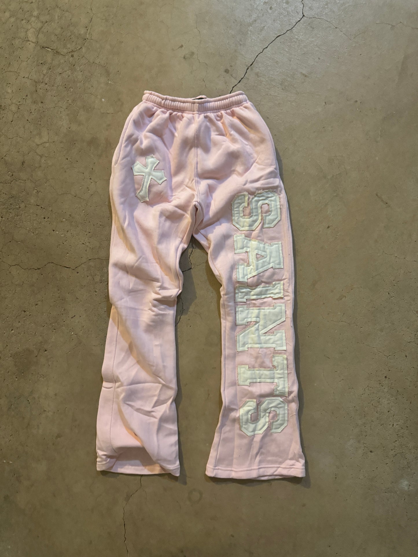 PINK “SAINTS” FLARED SWEATPANTS