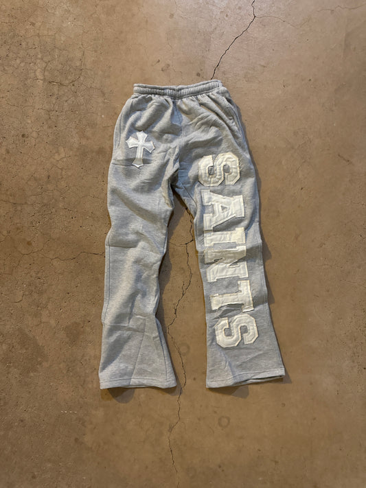 LIGHT GREY “SAINTS” FLARED SWEATPANTS