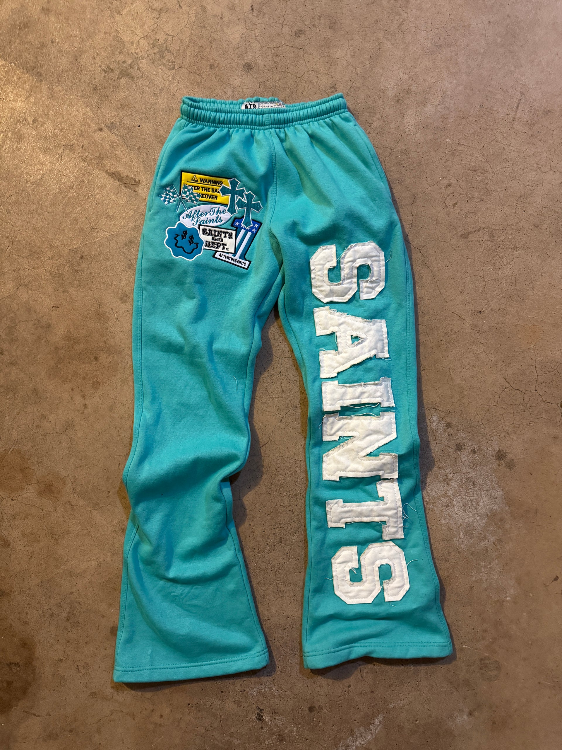 PATCHWORK TURQUOISE SWEATS