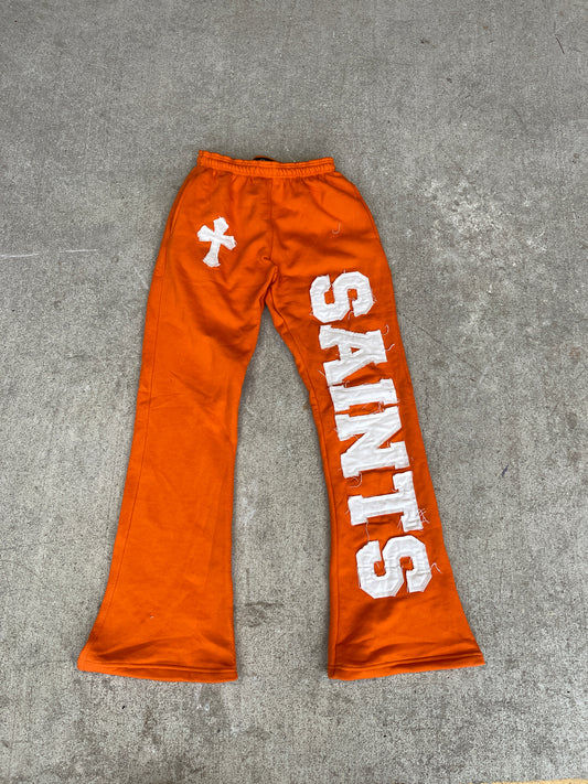 ORANGE "SAINTS" FLARED SWEATS